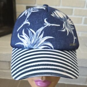 Roxy Beautiful Morning Blue and White Floral Trucker Hat